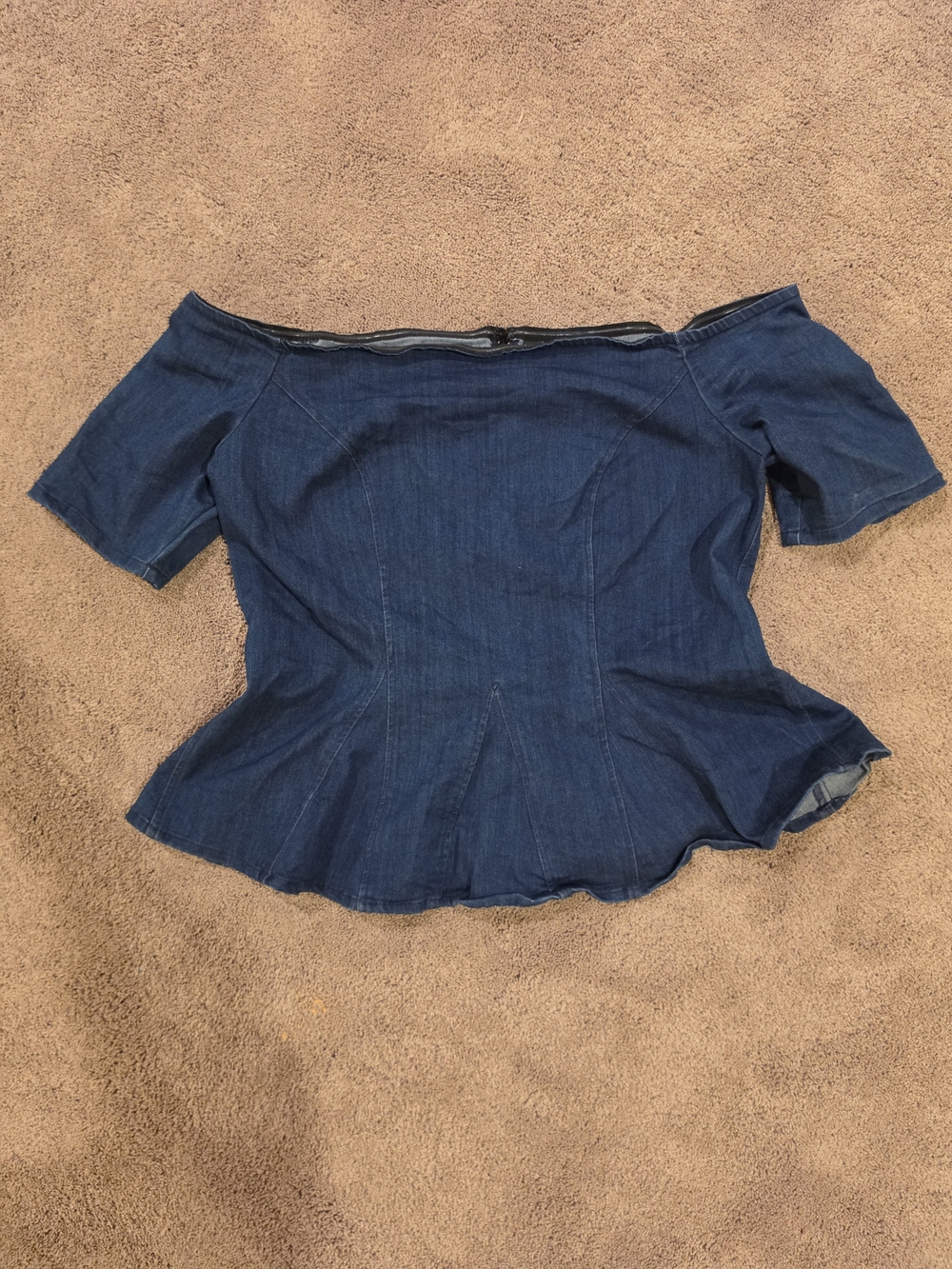 Thalia Sodi Denim Off-Shoulder Short Sleeve Peplum Top - Blue